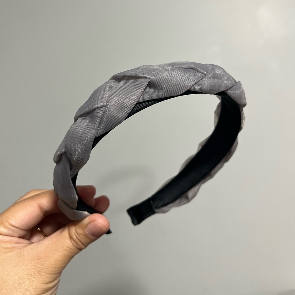 Elegant Gray Braided Headband